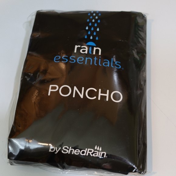 Rain Essentials Rain Poncho Adult Black - Picture 1 of 4